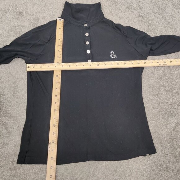 D&G Women's Long Sleeve Polo Shirt in Black Beaded LOGO 100% Cotton Y2K - Picture 8 of 12